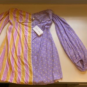 For Love & Lemons double patterned Mini Dress size L NWT